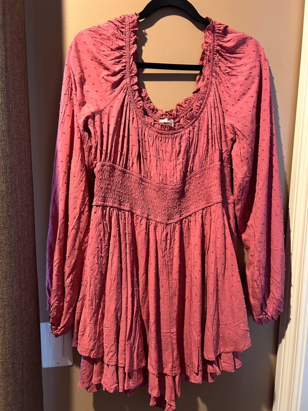 NWT Women's Salmon Pink Long-Sleeve Romper from Urban Outfitters